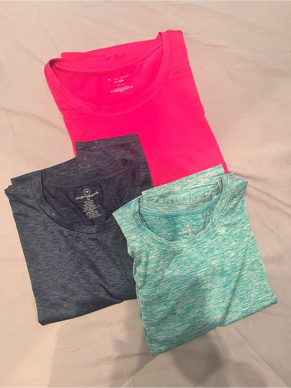 3-Pack Active Tees - Hot Pink, Teal Heather & Navy